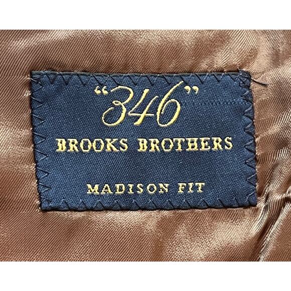 11-68 BROOKS BROTHERS 346 Men's Blazer Madison Houndstooth Brown Size 44L - Picture 10 of 14